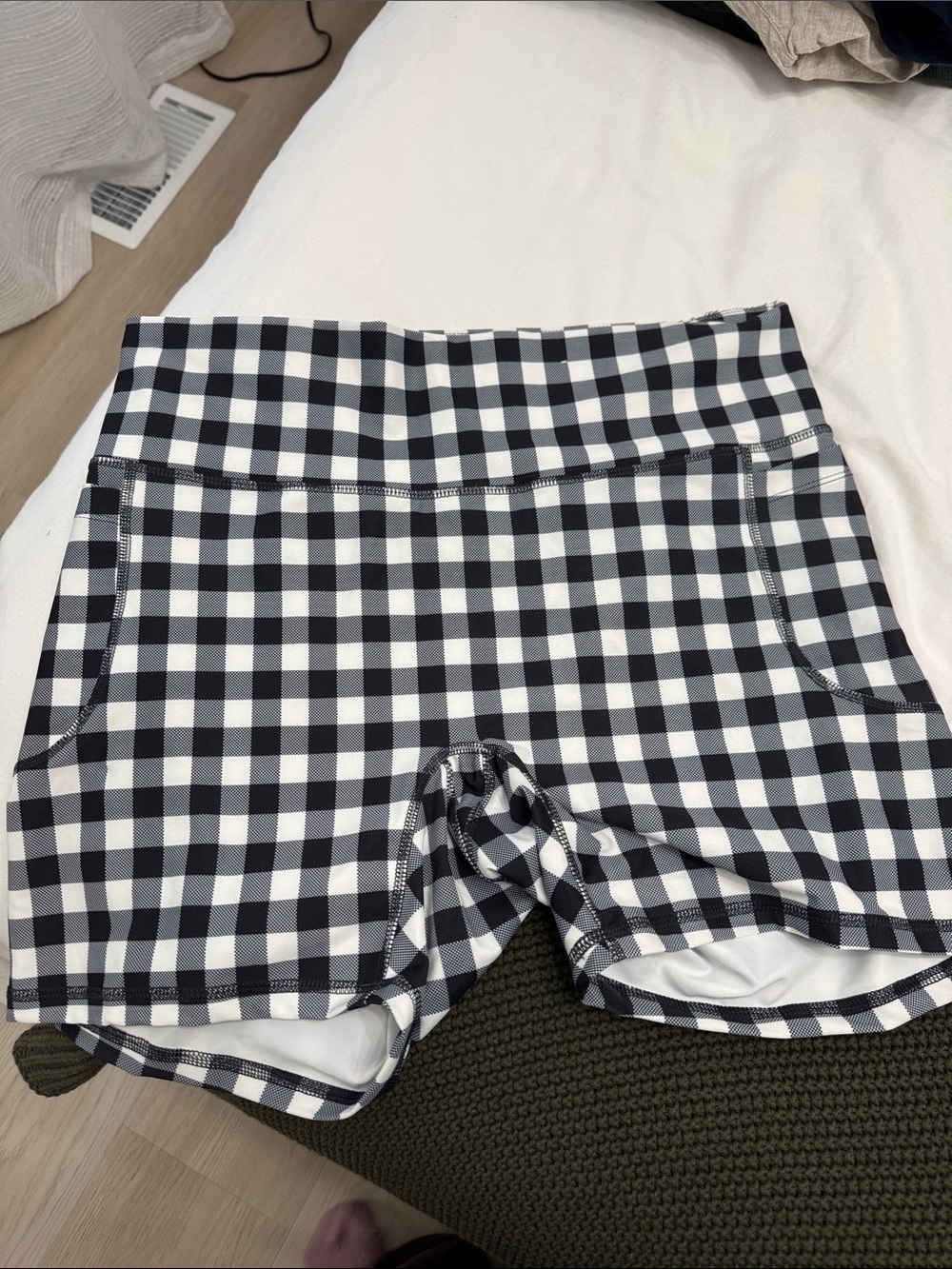 Old Navy Black & White Gingham Bike Shorts